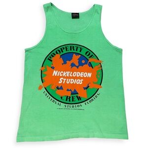 Vintage 1990 Nickelodeon Universal Studios Promo Slime Shirt Bright Green Tank